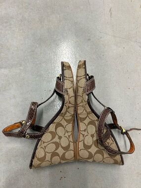 Coach Brown Signature Canvas Wedge Sandals with Dark Brown Trim